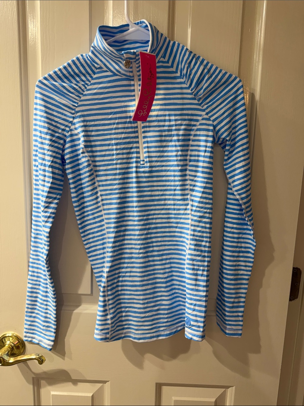 NWT XXS Lilly Pulitzer Blue and White Striped Half-Zip Pullover